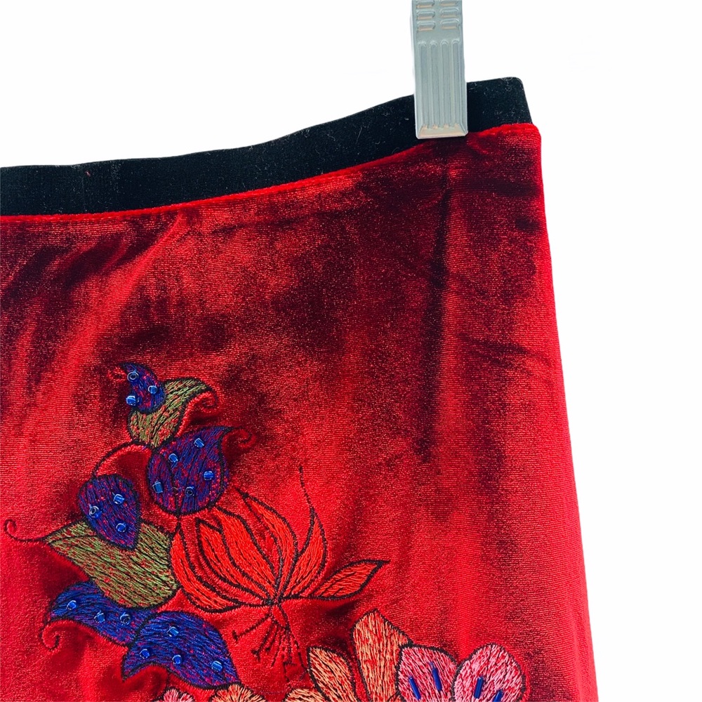 NWT Foxiedox Velour Velvet Embroidered Maxi Skirt - Picture 3 of 6